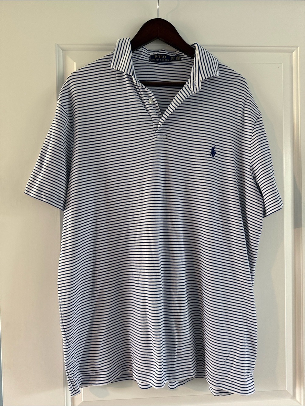 Polo by Ralph Lauren Men’s White Navy Stripe Cotton Polo